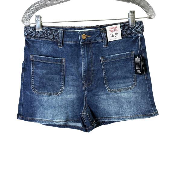 Celebrity Pink Juniors Blue Denim Shorts Size 11/30 Braided‎ Waist Stretch - Picture 11 of 11